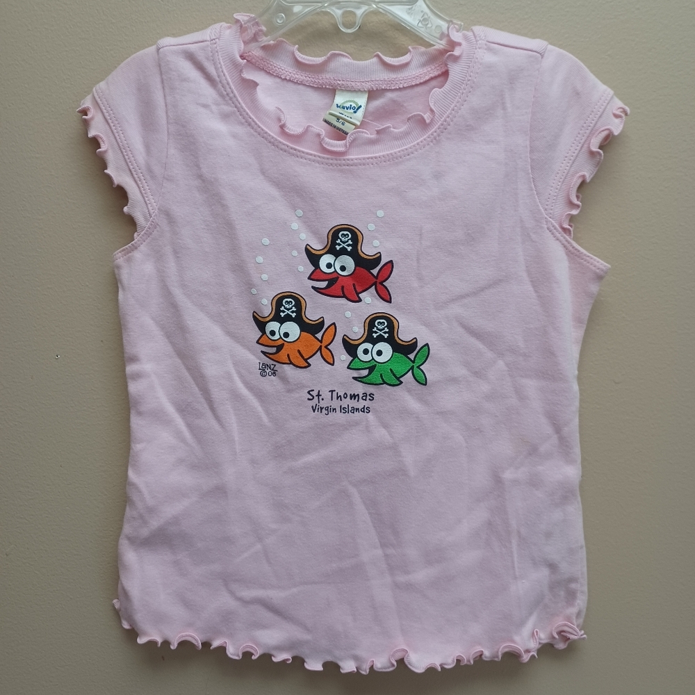 St Thomas pirate fish girl's tee